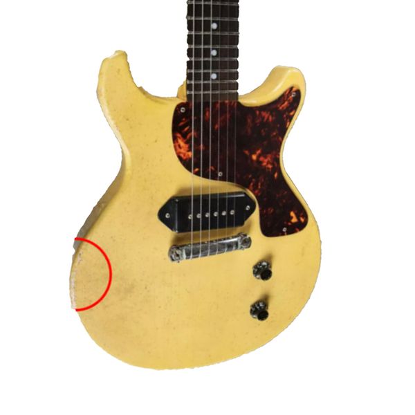 customized electric guitar with tv yellowish see thru wood grain color crack lines relic ebony fingerboard own logo old age part
customized electric guitar with tv yellowish see thru wood grain color crack lines relic ebony fingerboard own logo old age part