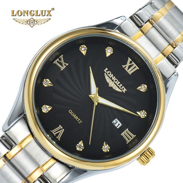 longlux wristwatches men's steel band glow watch pointer quartz watch calendar decorative hand, Slivery;brown
longlux wristwatches men's steel band glow watch pointer quartz watch calendar decorative hand, Slivery;brown