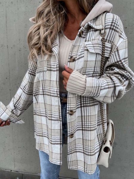 designer shirt jackets coats for womens 2022 autumn plaid jacket women overshirt long checkered woman female long sleeve, Black;brown
designer shirt jackets coats for womens 2022 autumn plaid jacket women overshirt long checkered woman female long sleeve, Black;brown