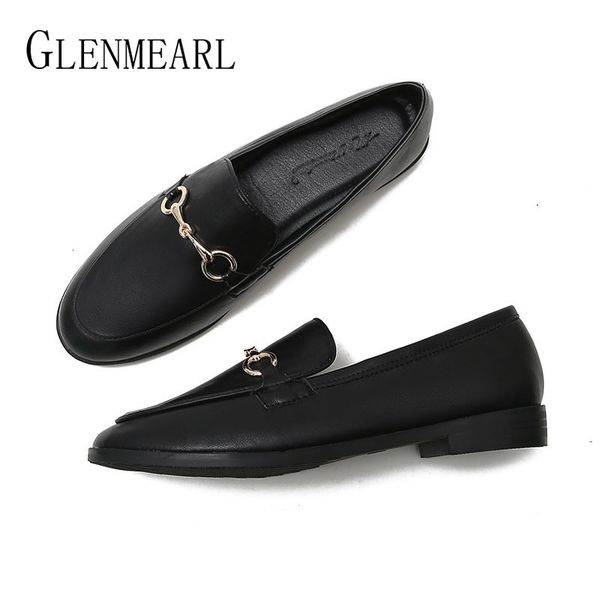 dress shoes women basic flats pu leather comfortable loafers metal decoration round toe brand casual spring 221119, Black
dress shoes women basic flats pu leather comfortable loafers metal decoration round toe brand casual spring 221119, Black
