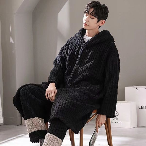men s sleepwear pajamas sets for men winter thick warm coral fleece nightgown suits flannel loose casual home wear pyjamas 221119, Black;brown
men s sleepwear pajamas sets for men winter thick warm coral fleece nightgown suits flannel loose casual home wear pyjamas 221119, Black;brown