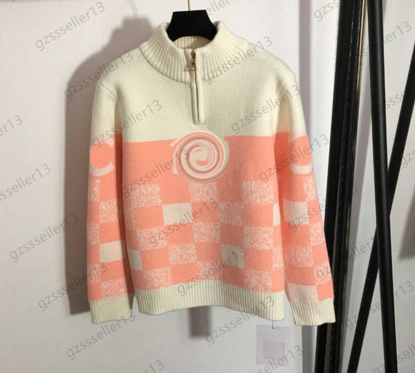 designer sweater women classic brand logo diamond print color matching knitwear half zip stand collar long sleeve pullover sweaters womens c, White;black
designer sweater women classic brand logo diamond print color matching knitwear half zip stand collar long sleeve pullover sweaters womens c, White;black