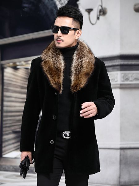men's wool blends spring overcoat male faux fur coat autumn winter with artifical collar trench mid length jacket 221121, Black
men's wool blends spring overcoat male faux fur coat autumn winter with artifical collar trench mid length jacket 221121, Black