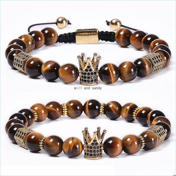 beaded tiger eye crown bracelet natural stone copper microinlaid zircon diamond braided bead bracelets women men fashion jewelry dro dhty4, Black
beaded tiger eye crown bracelet natural stone copper microinlaid zircon diamond braided bead bracelets women men fashion jewelry dro dhty4, Black