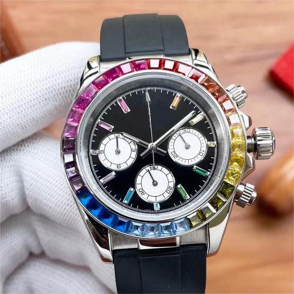 white gold rainbow sappire watch 2023 model watch black dial small dials rubble strap cosmograph movement mens designer watches crown wristw, Slivery;brown
white gold rainbow sappire watch 2023 model watch black dial small dials rubble strap cosmograph movement mens designer watches crown wristw, Slivery;brown