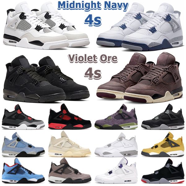 

jumpman 4 basketball shoes men women 4s midnight navy violet ore military black cat red thunder university blue sail canvas mens trainers sp