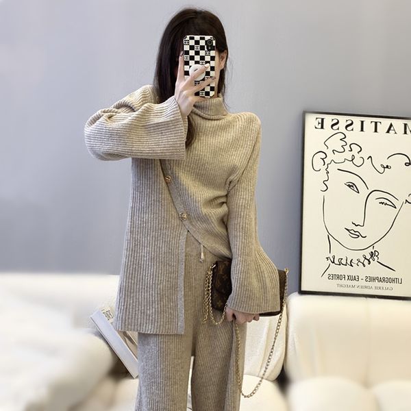 women's two piece pants winter knitted 2 set s outfits fashion design split turtleneck pullover sweater wide leg women tracksuit 221121, White
women's two piece pants winter knitted 2 set s outfits fashion design split turtleneck pullover sweater wide leg women tracksuit 221121, White