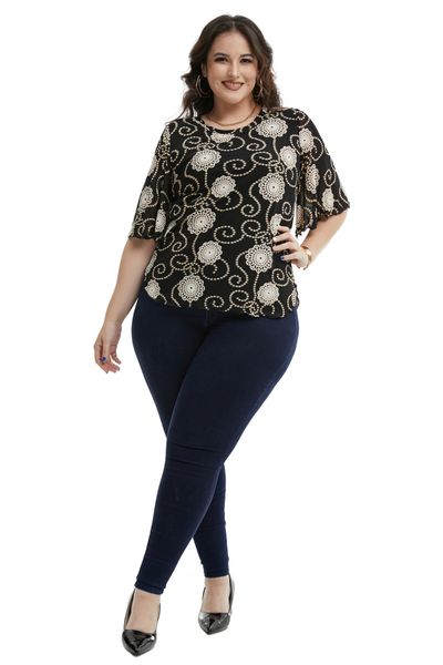 women's plus size tshirt yitonglian women's short sleeve summer tshirt printed circle pattern elegant plus size blouse h375 22112, Black
women's plus size tshirt yitonglian women's short sleeve summer tshirt printed circle pattern elegant plus size blouse h375 22112, Black