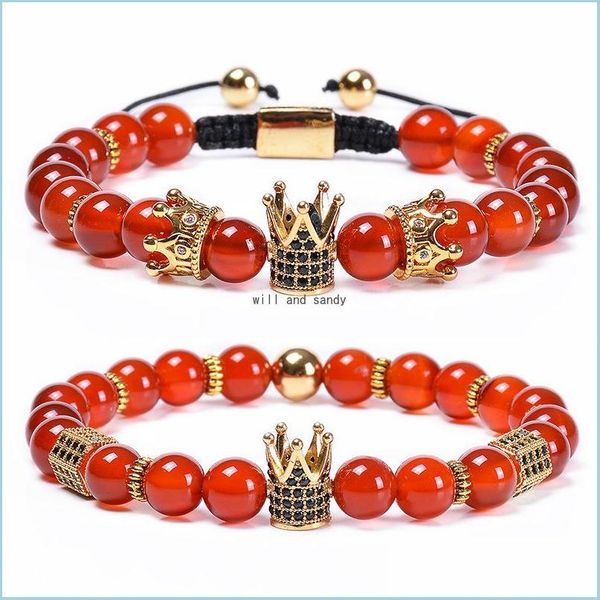 beaded natural stone red agate crown bracelet bead copper microinlaid zircon bracelets adjustable braided for women men fashion jewe dh3r0, Black
beaded natural stone red agate crown bracelet bead copper microinlaid zircon bracelets adjustable braided for women men fashion jewe dh3r0, Black