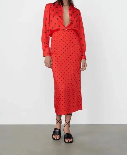 two piece dress casual dresses za womens early autumn wave point red singlebreasted longsleeved shirt elegant high waist back slit straight, White
two piece dress casual dresses za womens early autumn wave point red singlebreasted longsleeved shirt elegant high waist back slit straight, White