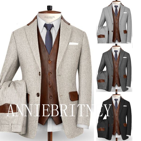 mens suits blazers vintage tweed suit for men slim fit 3 piece blazer set leather vest herringbone costume homme terno masculino custom made, White;black
mens suits blazers vintage tweed suit for men slim fit 3 piece blazer set leather vest herringbone costume homme terno masculino custom made, White;black