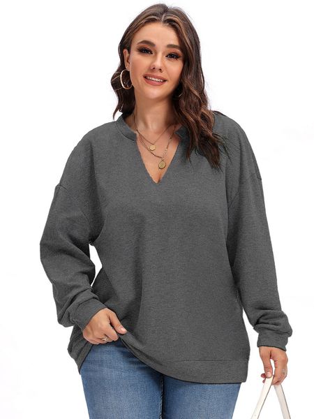 women plus size t-shirt knitted long sleeve tees v neck tunics solid color blouse t shirts loose, Black
women plus size t-shirt knitted long sleeve tees v neck tunics solid color blouse t shirts loose, Black