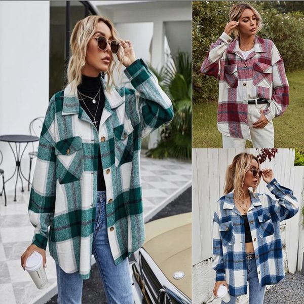 women's blouses & shirts europe and the united states cross-border clothing through autumn winter loose lapel long sleeve plaid shirt c, White
women's blouses & shirts europe and the united states cross-border clothing through autumn winter loose lapel long sleeve plaid shirt c, White
