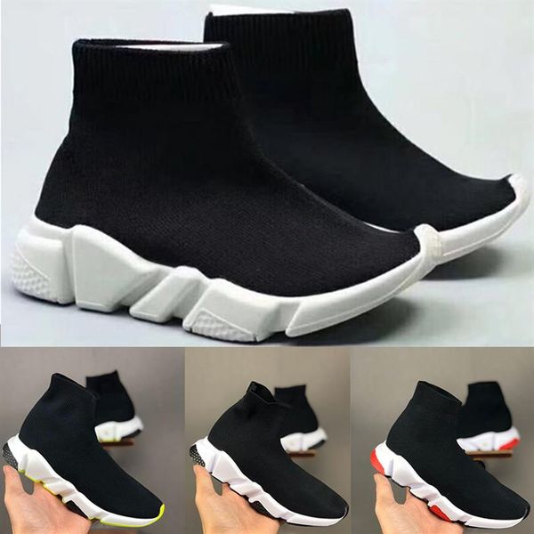 

2020 luxury sock shoes speed trainer running sneakers race runners kids baby boys girls tolder 24-35 scarpe242o, Black