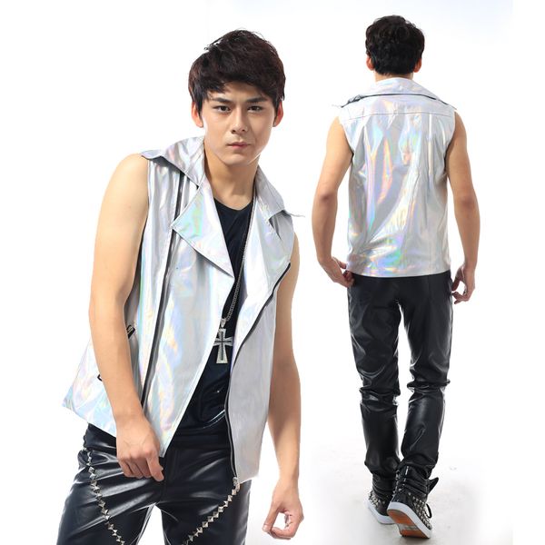 men's vests s6xlfashion men stage bar niglub laser pu vest han edition men's a male singer stage costumes 221119, Black;white
men's vests s6xlfashion men stage bar niglub laser pu vest han edition men's a male singer stage costumes 221119, Black;white