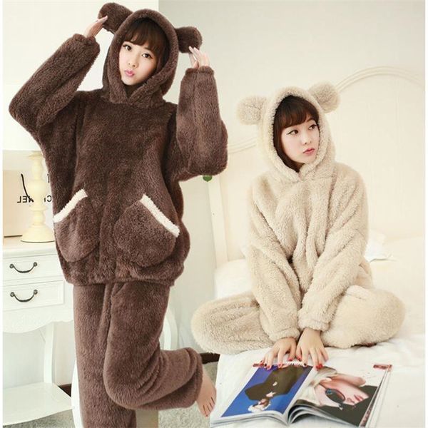 women's sleepwear two piece winter women pyjamas thicken flannel pajama sets lovely bear hoodie cute pijama long nightgown 221119, Black;red
women's sleepwear two piece winter women pyjamas thicken flannel pajama sets lovely bear hoodie cute pijama long nightgown 221119, Black;red