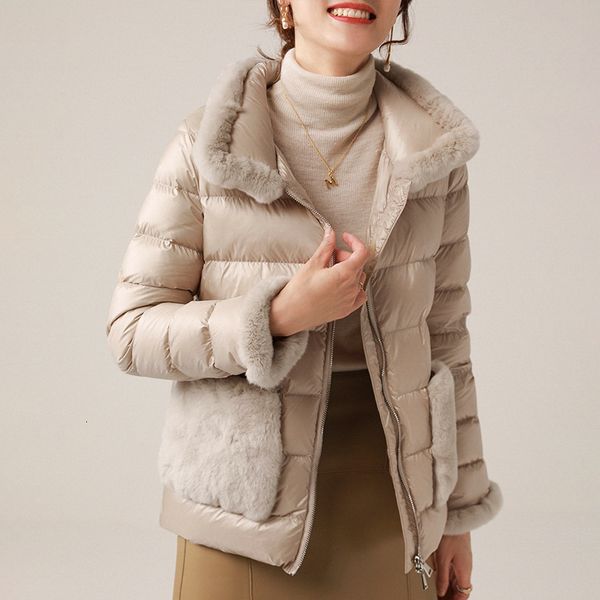 women's down parkas white duck coat women winter fashion real rabbit fur puffer jackets female thicken warm loose ladies short outwear, Black
women's down parkas white duck coat women winter fashion real rabbit fur puffer jackets female thicken warm loose ladies short outwear, Black