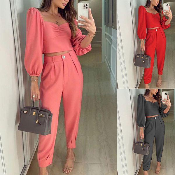 women's two piece pants spring and autumn two piece suit square collar slim short solid color straight casual trousers 221121, White
women's two piece pants spring and autumn two piece suit square collar slim short solid color straight casual trousers 221121, White