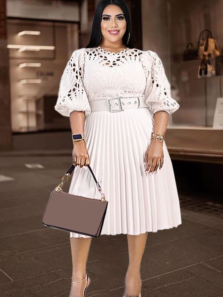 plus size dresses elegant lace patchwork dresses plus size hollow out puff sleeve high waist pleated outfits white office lady evening party, Black
plus size dresses elegant lace patchwork dresses plus size hollow out puff sleeve high waist pleated outfits white office lady evening party, Black