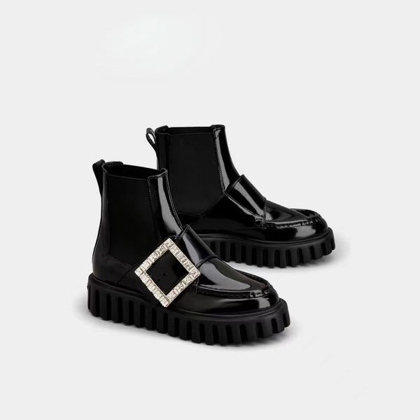 short boots go-thick diamond button patent leather loafers with fabric heels and tongue lightweight rubber sole 3.5cm, Black
short boots go-thick diamond button patent leather loafers with fabric heels and tongue lightweight rubber sole 3.5cm, Black