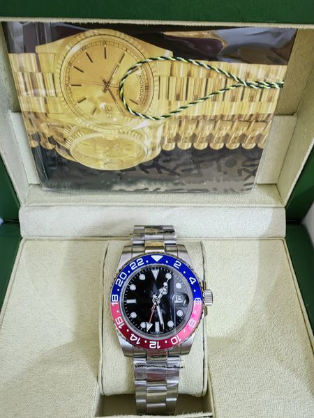with original box mens watches automatic mechanical 40mm watch 2813 stainless steel blue red ceramic sapphire glass super luminous wristwatc, Slivery;brown
with original box mens watches automatic mechanical 40mm watch 2813 stainless steel blue red ceramic sapphire glass super luminous wristwatc, Slivery;brown