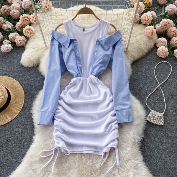 casual dresses niche design sense long sleeved off shoulder blouse stitching dress female korean version pull rope pleated drawstring skirt, Black;gray
casual dresses niche design sense long sleeved off shoulder blouse stitching dress female korean version pull rope pleated drawstring skirt, Black;gray