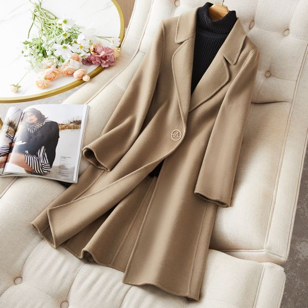 women blends double sided 100 wool coat women slim solid breif elegant winter jacket 221119, Black
women blends double sided 100 wool coat women slim solid breif elegant winter jacket 221119, Black