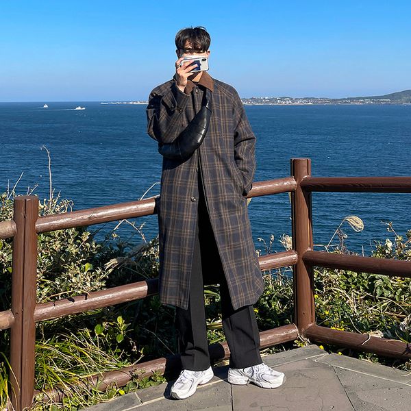 men's wool blends fashion winter men's woolen coat midlength plaid jacket thicken singlebreasted plus overcoat male 2023 s141 2211, Black
men's wool blends fashion winter men's woolen coat midlength plaid jacket thicken singlebreasted plus overcoat male 2023 s141 2211, Black