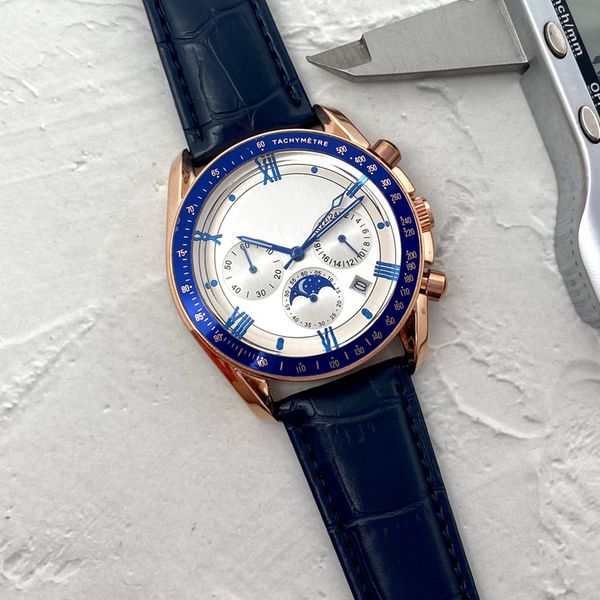 fashion mens watch luxury male designer watches moon phase brand chronograph wristwatches genuine leather band for men christmas father', Slivery;brown
fashion mens watch luxury male designer watches moon phase brand chronograph wristwatches genuine leather band for men christmas father', Slivery;brown