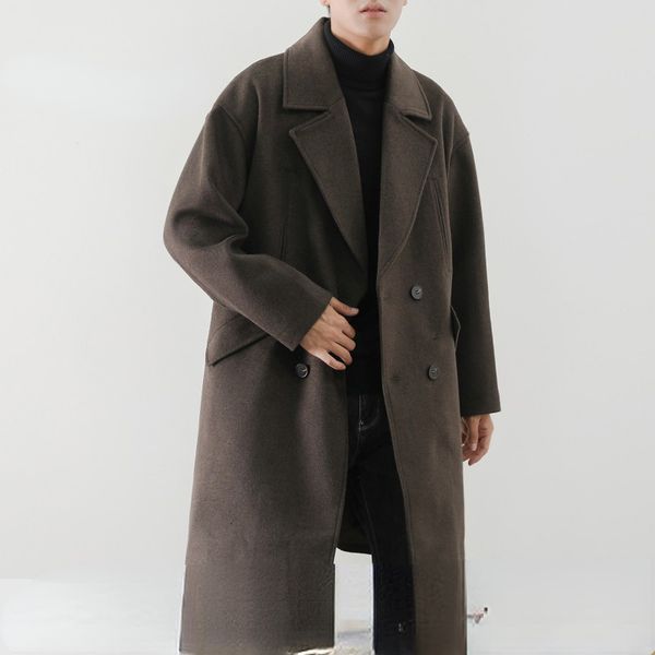 men's wool blends autumn winter woolen coat men long casual business trench blends jacket streetwear windbreaker overcoat men clothing, Black
men's wool blends autumn winter woolen coat men long casual business trench blends jacket streetwear windbreaker overcoat men clothing, Black