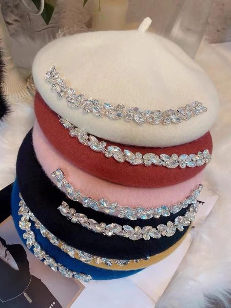 beret winter wool hats luxury crystal decoration fashion warm beanie solid bonnet cap for girls 221122, Blue;gray
beret winter wool hats luxury crystal decoration fashion warm beanie solid bonnet cap for girls 221122, Blue;gray
