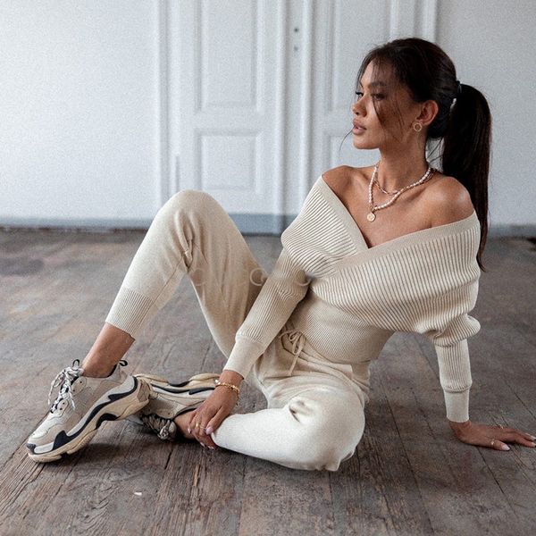 women's two piece pant s off shoulder knitted set long sleeve sport tracksuit 2 sweater suits matching sets for 221121, White
women's two piece pant s off shoulder knitted set long sleeve sport tracksuit 2 sweater suits matching sets for 221121, White