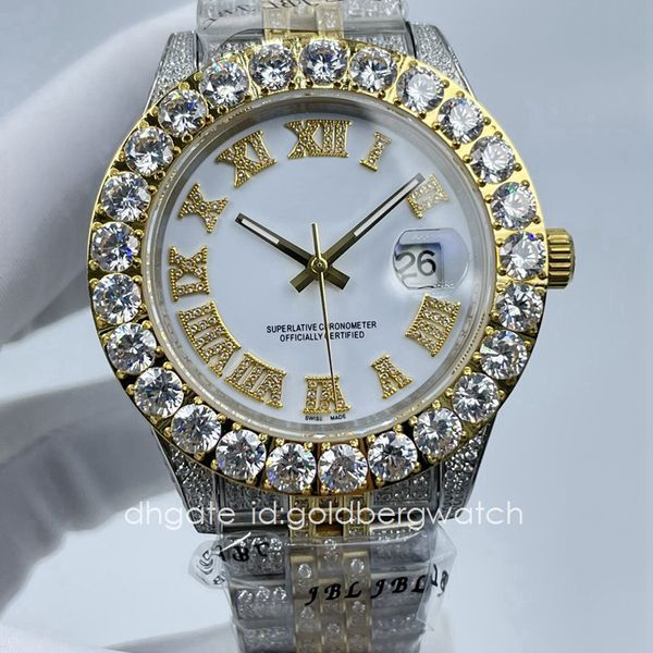 fashionable luxury gold mens datejust watch ice out watch large diamond ring roman numerals white dial automatic movement 904l stainless ste, Slivery;brown
fashionable luxury gold mens datejust watch ice out watch large diamond ring roman numerals white dial automatic movement 904l stainless ste, Slivery;brown