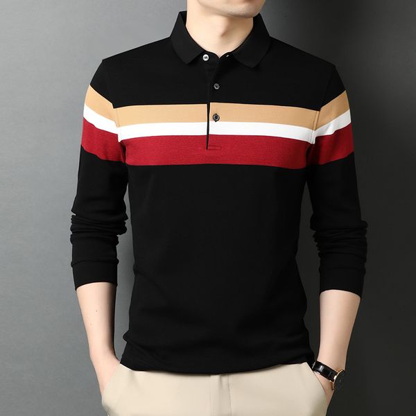 men's polos grade designer fashion brand striped luxury classic fit clothes for men polo shirt casual long sleeve men clothing 221122, White;black
men's polos grade designer fashion brand striped luxury classic fit clothes for men polo shirt casual long sleeve men clothing 221122, White;black