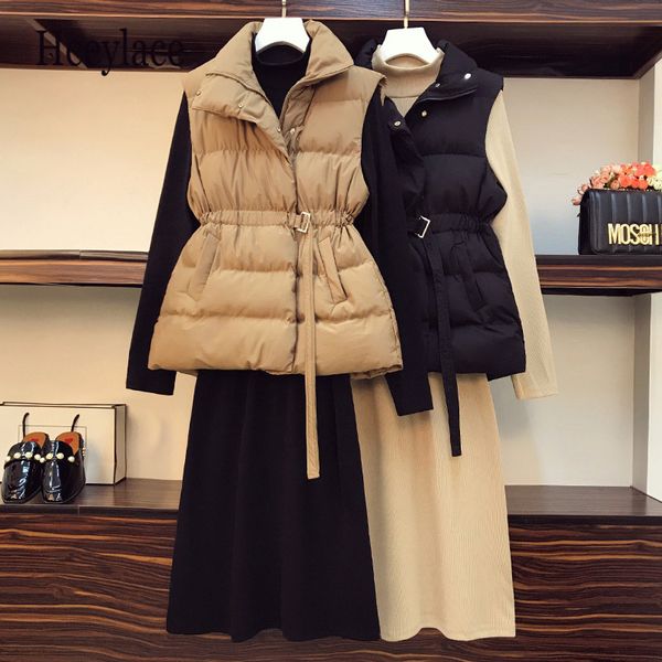 two piece dress plus size women fall winter long sleeve basic turtleneck sweater dresses and parkas vest suit warm two piece sets 221122, White
two piece dress plus size women fall winter long sleeve basic turtleneck sweater dresses and parkas vest suit warm two piece sets 221122, White