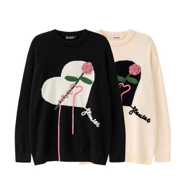 autumn winter flower embroidery knitted round neck casual sweater for men and women pullovers
autumn winter flower embroidery knitted round neck casual sweater for men and women pullovers