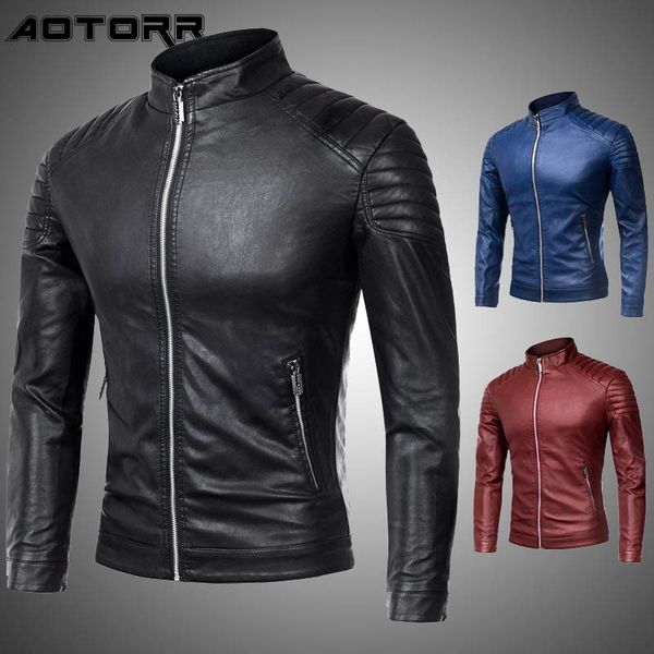 men's leather faux spring and autumn pu jacket fashion trend solid stand collar slim men bomber jackets 221122, Black
men's leather faux spring and autumn pu jacket fashion trend solid stand collar slim men bomber jackets 221122, Black
