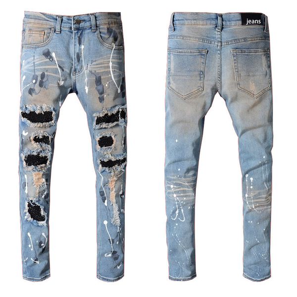 men's jeans do-over vintage jeans youth stretchy slim fit small foot patch high street jeans, Blue
men's jeans do-over vintage jeans youth stretchy slim fit small foot patch high street jeans, Blue