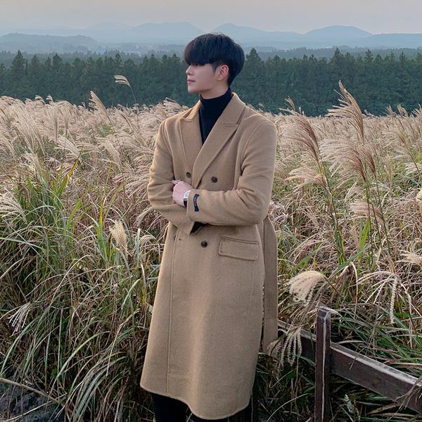 men's wool blends korean trend men's loose casual doublebreasted overcoat autumn winter fashion long sleeve woolen long coat male, Black
men's wool blends korean trend men's loose casual doublebreasted overcoat autumn winter fashion long sleeve woolen long coat male, Black