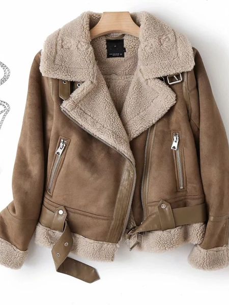 women's jackets coats woman winter heavy streetwear vintage fur integrated thickening warm loose motorcycle suit long sleeve 221122, Black;brown
women's jackets coats woman winter heavy streetwear vintage fur integrated thickening warm loose motorcycle suit long sleeve 221122, Black;brown