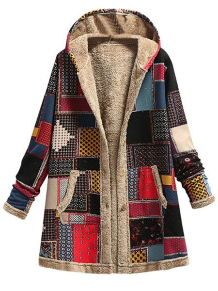 womens wool blends winter vintage coat warm printing thick fleece hooded plush casual retro ladies outwear loose jacket for 221122, Black
womens wool blends winter vintage coat warm printing thick fleece hooded plush casual retro ladies outwear loose jacket for 221122, Black