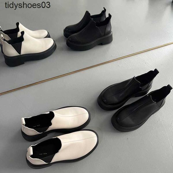 dress shoes women designers roi cake thick sole high martin boots women's the row chelsea minimalist short leather round head bare boot, Black
dress shoes women designers roi cake thick sole high martin boots women's the row chelsea minimalist short leather round head bare boot, Black