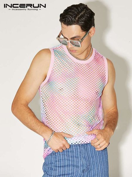 men' tank incerun fashion men mesh tank tie dye oneck sleeveless transparent vests summer streetwear vacation s5xl 221122, White;black
men' tank incerun fashion men mesh tank tie dye oneck sleeveless transparent vests summer streetwear vacation s5xl 221122, White;black