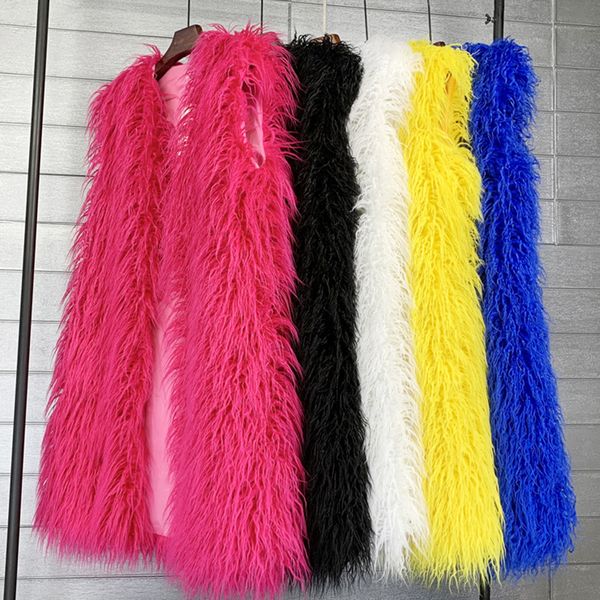 women's fur faux hjqjljls winter women long fluffy fashion pink vest female colorful mongolia sheep coat jacket outerwear 221122, Black
women's fur faux hjqjljls winter women long fluffy fashion pink vest female colorful mongolia sheep coat jacket outerwear 221122, Black