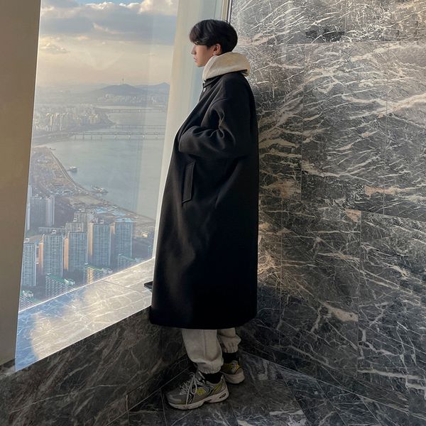 men's wool blends autumn winter long loose casual solid warm woolen jacket coat midlong classic men korean fashion s128 221122, Black
men's wool blends autumn winter long loose casual solid warm woolen jacket coat midlong classic men korean fashion s128 221122, Black