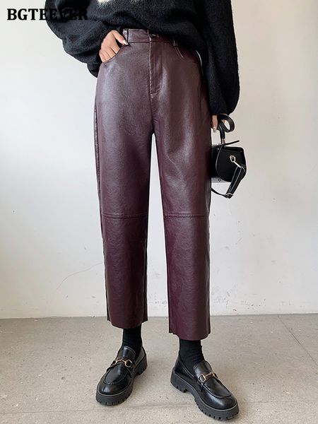 women's pants capris bgteever spring autumn pu leather women elegant high waist pockets faux harem female 221122, Black;white
women's pants capris bgteever spring autumn pu leather women elegant high waist pockets faux harem female 221122, Black;white
