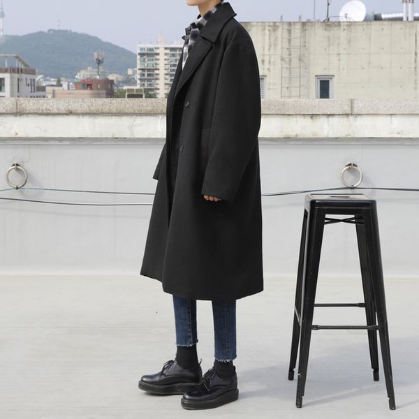 men's wool blends men's autumn winter woolen midlength coat korean fashion thickened loose double breasted overcoat s70 221122, Black
men's wool blends men's autumn winter woolen midlength coat korean fashion thickened loose double breasted overcoat s70 221122, Black