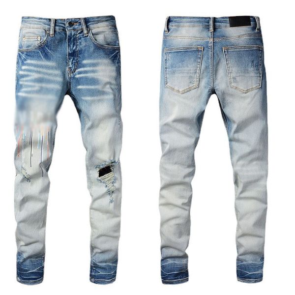 men's jeans fashion street print letter ripped denim casual trousers cotton youth skinny jeans, Blue
men's jeans fashion street print letter ripped denim casual trousers cotton youth skinny jeans, Blue