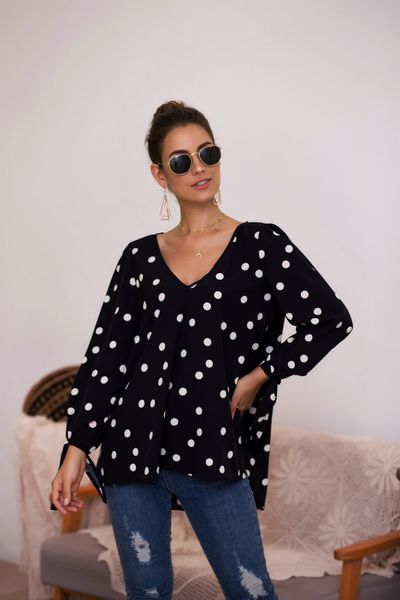 Women' T-shirt polka dot V-neck long-sleeved loose fashion trend Women' polka dot fashion style, White
Women' T-shirt polka dot V-neck long-sleeved loose fashion trend Women' polka dot fashion style, White