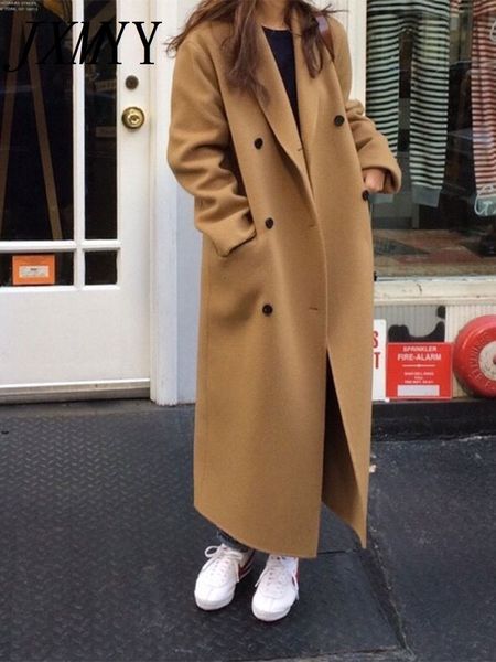 women's wool blends jxmyy winter fashion elegant temperament woolen coat chic super long retro double-breasted 221122, Black
women's wool blends jxmyy winter fashion elegant temperament woolen coat chic super long retro double-breasted 221122, Black